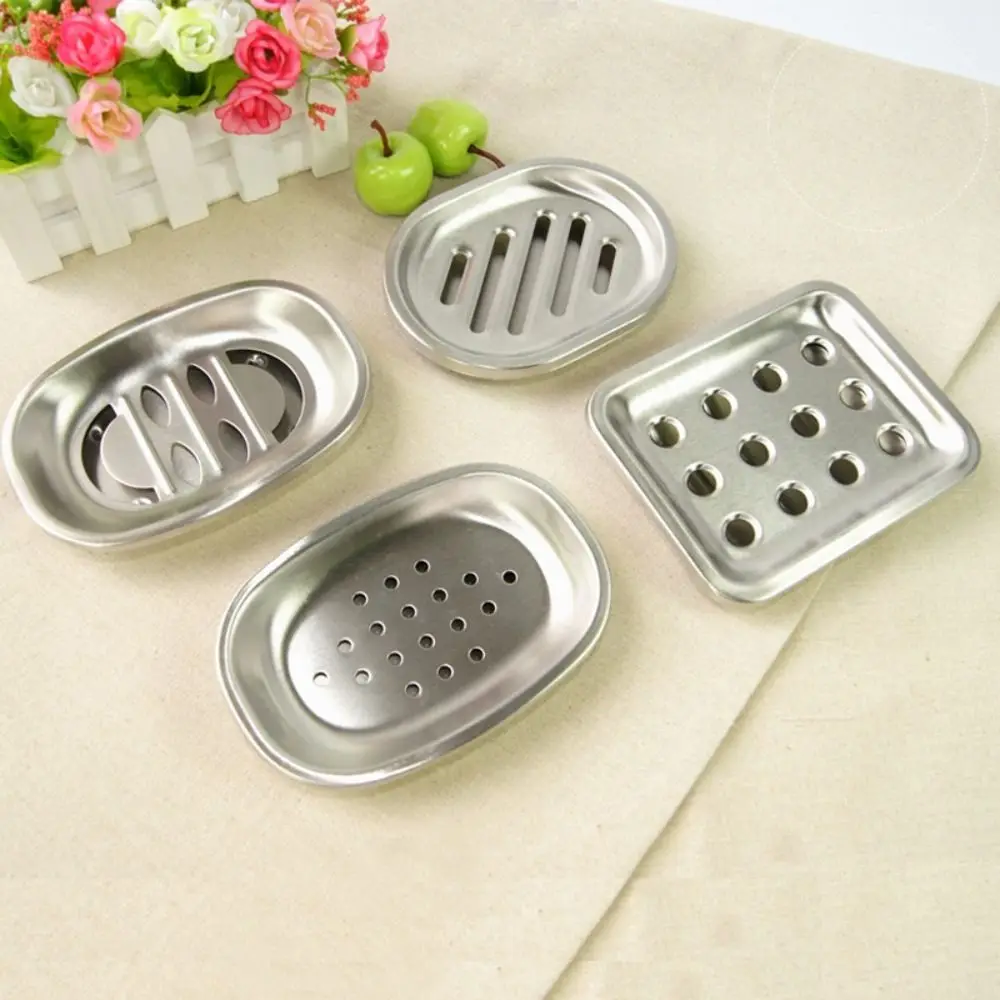 Stainless Steel Soap Dish Double Layer Drainable Storage Rack Simple Fashion Bathroom Kitchen Soap Container Tray Hardware