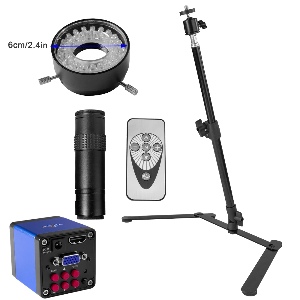 Imagem -03 - Hdmi Vga Microscópio Digital de Vídeo Industrial Câmera 130x c Montagem Lente Suporte Aéreo 40led Luz para Reparação Solda 13mp 1080p