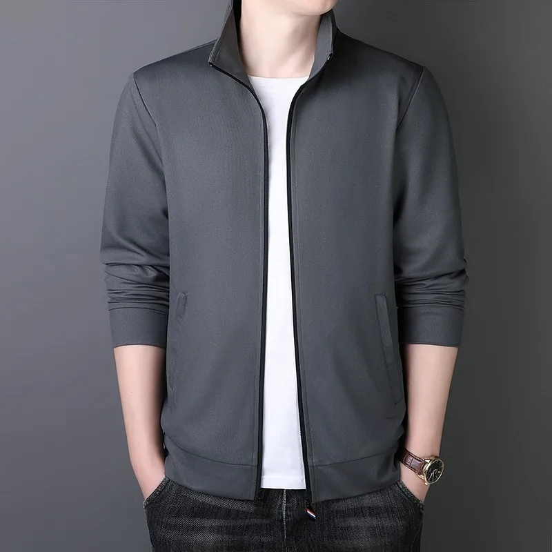 Light Luxury Men's Casual Jacket 2023 New Spring and Autumn Men's Business Mid length Classic Trench Grey Black