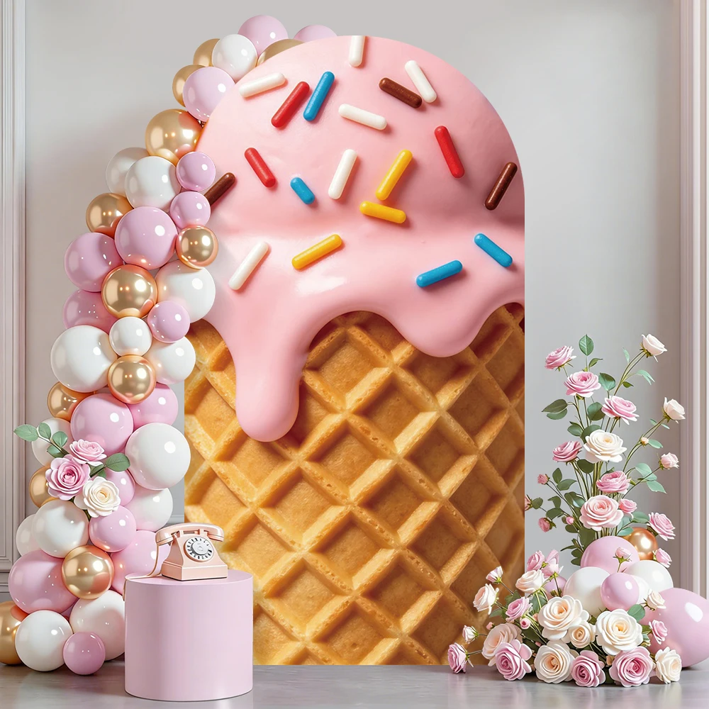 Lollipop Donuts Arch Cover Backdrop Sweet Dessert Creamy Cookie Ice Cream Baby Shower Girl Birthday Party Decor Photo Background