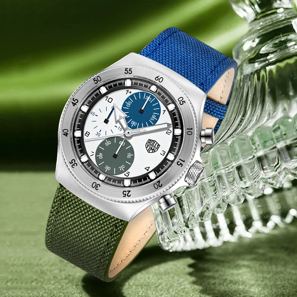 RollsTimi2026 new men's watch fashion quartz watch men's VD55 speed sports chronograph AR sapphire two-color nylon watch for men