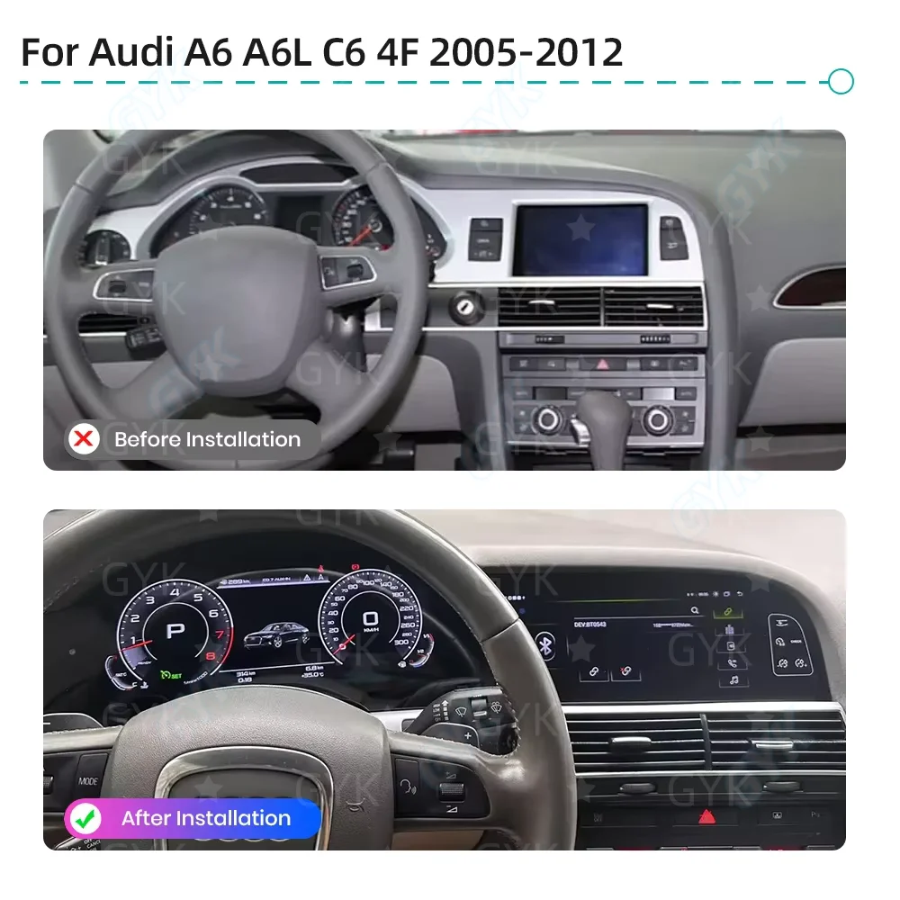 Car Dashboard LCD Digital Instrument For Audi A6 A6L C6 4F 2005-2012 Dual Screen Car Radio CarPlay Android Auto Multimedia Playe
