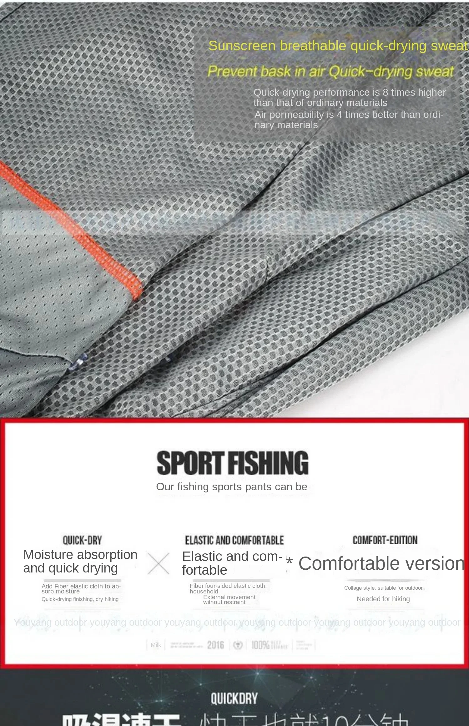 Men\'s Light and Thin Breathable Fishing Pants, Sun Protection, Quick Drying Clothes, Large Size, Outdoor, Summer