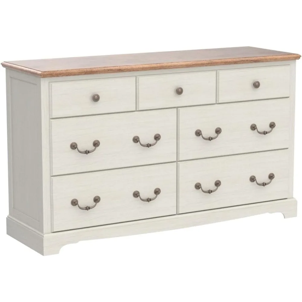 خزانة خشبية عتيقة ذات 7 أدراج لغرفة النوم، منظم تخزين ريفي مع سحر عتيق