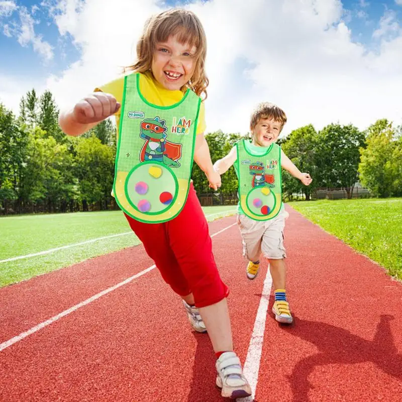 휴대용 닷지볼 태그 게임 던지기 타겟 게임 캐치볼 세트, 어린이 닷지볼 장난감, 학교 마당 야외 끈끈한 조끼 포함