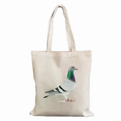 Sac de Shopping en toile pour femmes, fourre-tout à grande capacité avec image d'oiseau, de Pigeon, de mouche, d'animal, à bandoulière, Kawaii