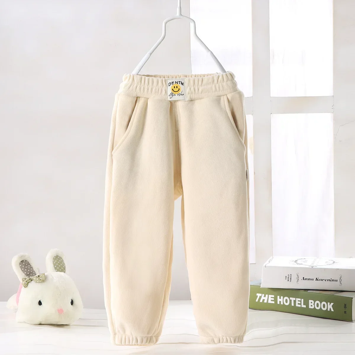 Winter Thick Warm Children Pants Cute Smile Pattern Kids Padded Cotton Velvet  Long Pants Casual Sport Troursers for Kids