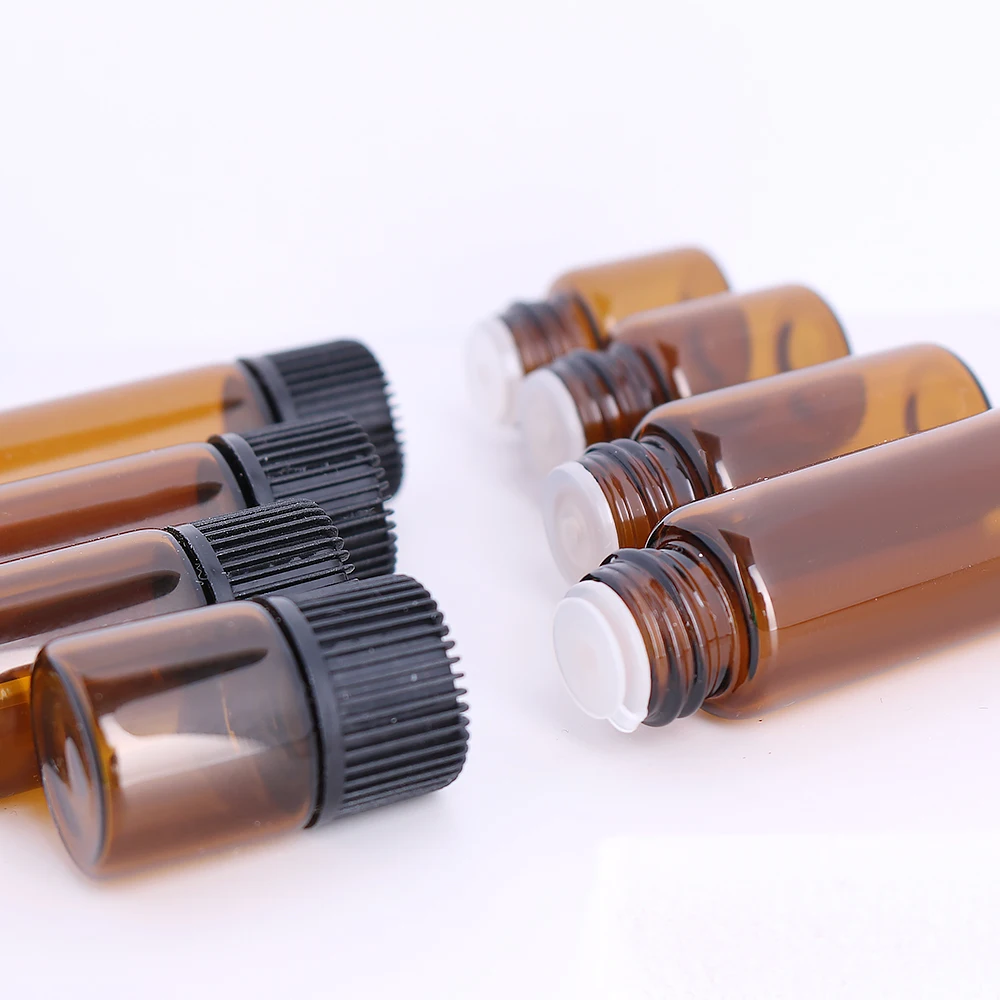 New 8pcs/pack 1 2 3 5ml tea color essential oil bottle aromatherapy bottle mini portable sample bottle glass bottle