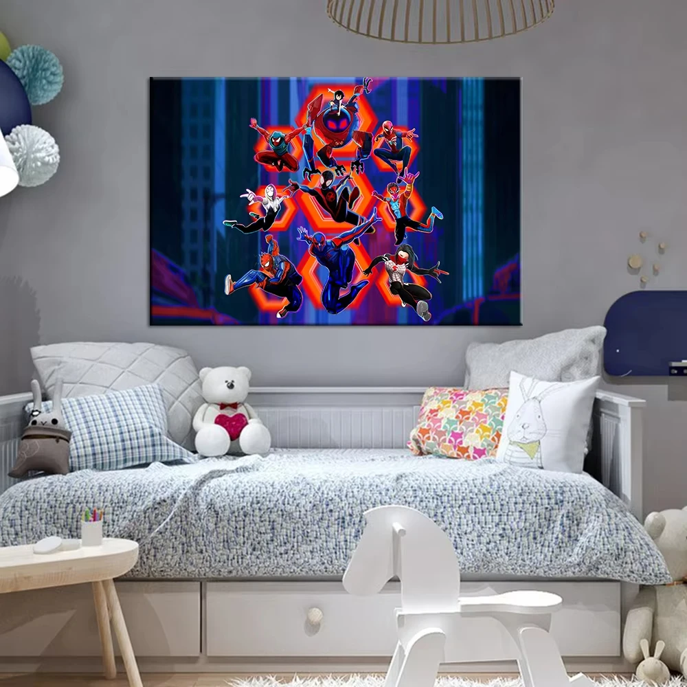 ديزني الرجل العنكبوت عبر الآية العنكبوت المشارك ديزني 2023 فيلم جديد قماش اللوحة طباعة غرفة المعيشة المنزل جدار ديكور فني