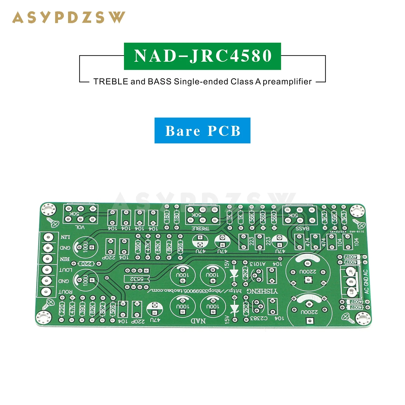 

NAD-JRC4580 TREBLE and BASS Single-ended Class A preamplifier Base on NAD circuit Bare PCB