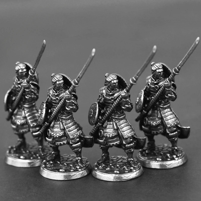 Shogunate-figuras de acción de soldados samurái, accesorios de adorno, modelo de Metal blanco y cobre, guerrero, juego de mesa en miniatura, juguetes