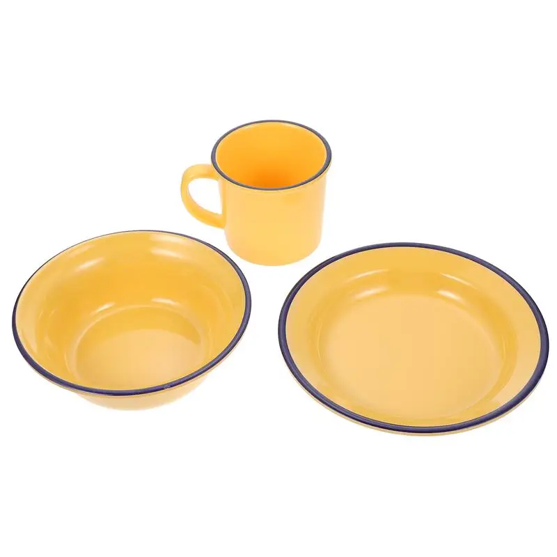 1 Set Cup Bowl Plate Set Vintage Melamine Cup Bowl Plate Set Commercial Tea Food Serving Tableware Melamine Tea Mug Tea Cup