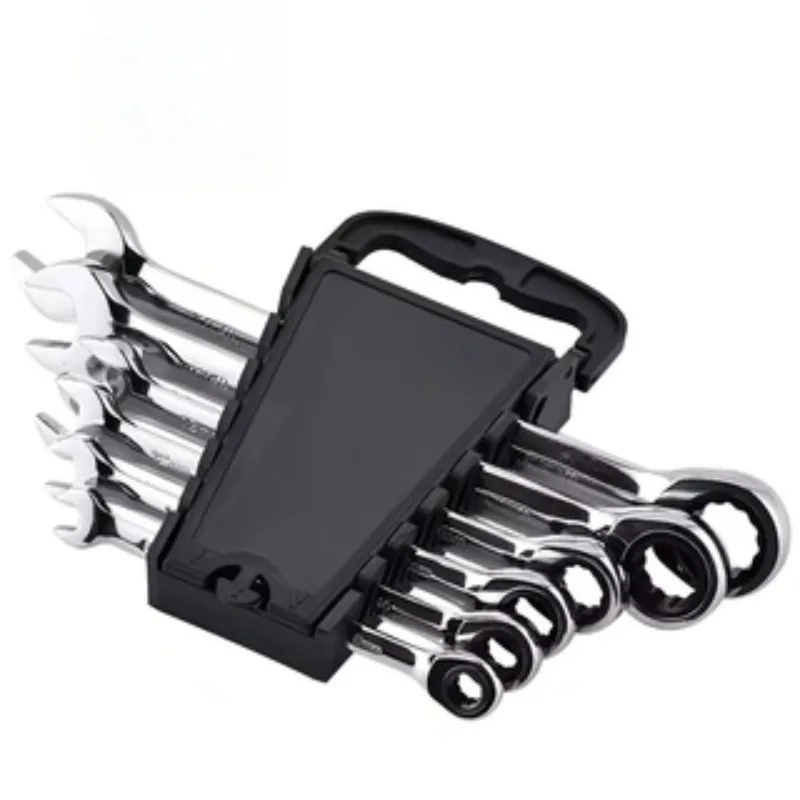 Car Repair Tools 6Pcs Open End Carbon Steel Activities Ratchet Wrench Set 8-17mm Torque Combination Spanner