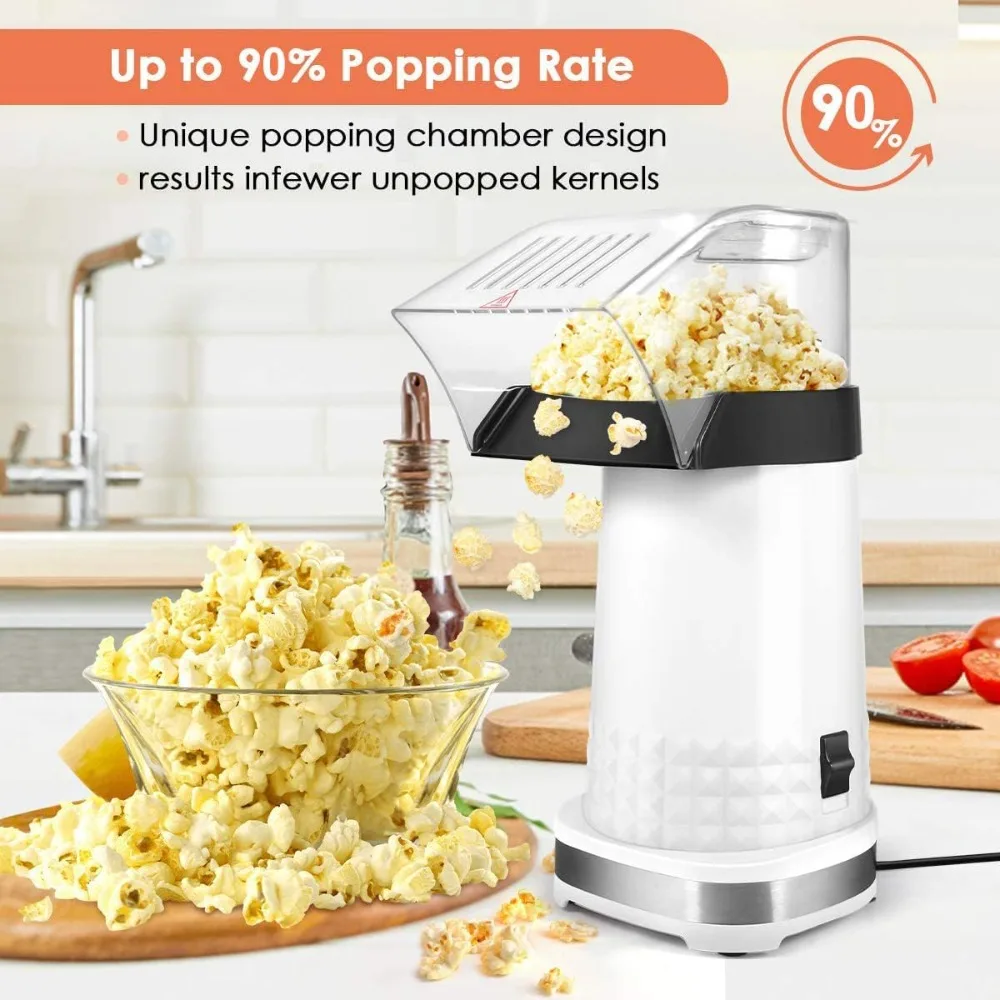 4.5 Qt Popcorn Machine, 1200w 2 Min Fast Popping Air Popper, Hot Air Popcorn Maker with Butter Melter, Popcorn Makers