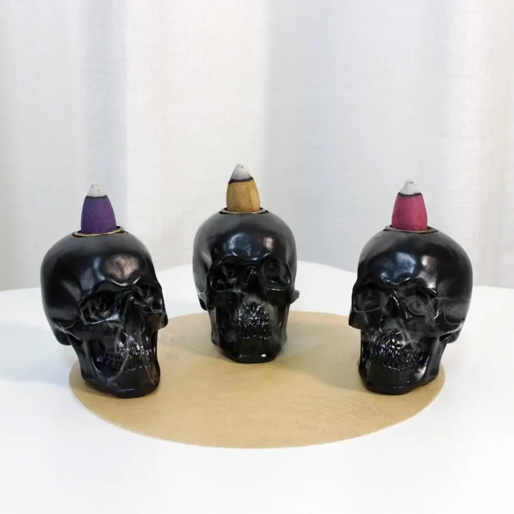 Unique Halloween Gift Spooky Skull Incense Holder Set for Home Decor Aromatherapy Waterfall Burner Backflow for Halloween