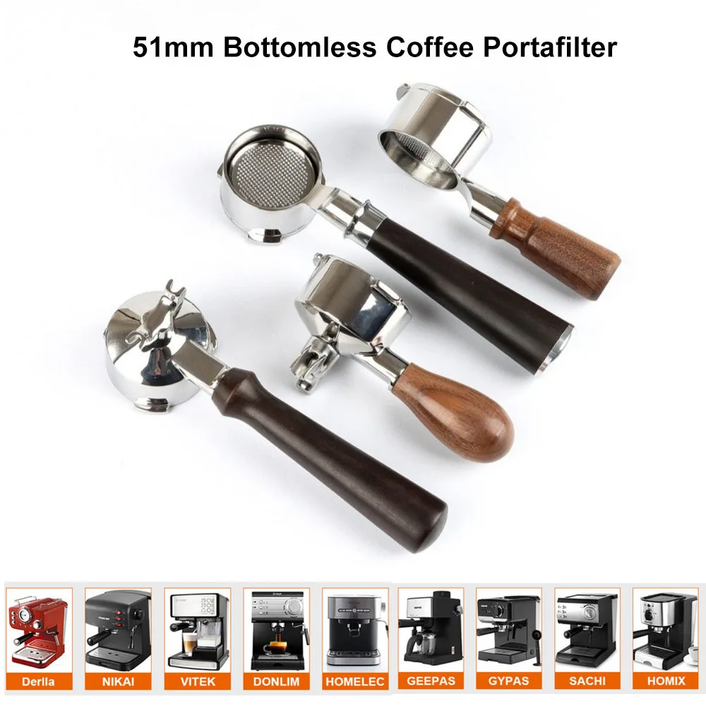 51mm Coffee Bottomless Portafilter Naked For DONLIM/HOMIX/GYPAS/SACHI/PETRUS/KONKA/Derlla/VITEK/Replacement Filter Basket
