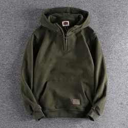 Male Clothes Green Sweatshirt for Men Splicing Hooded Hoodies Casual Cotton Novelty and Welcome Deal Winter 90s Vintage Overfit