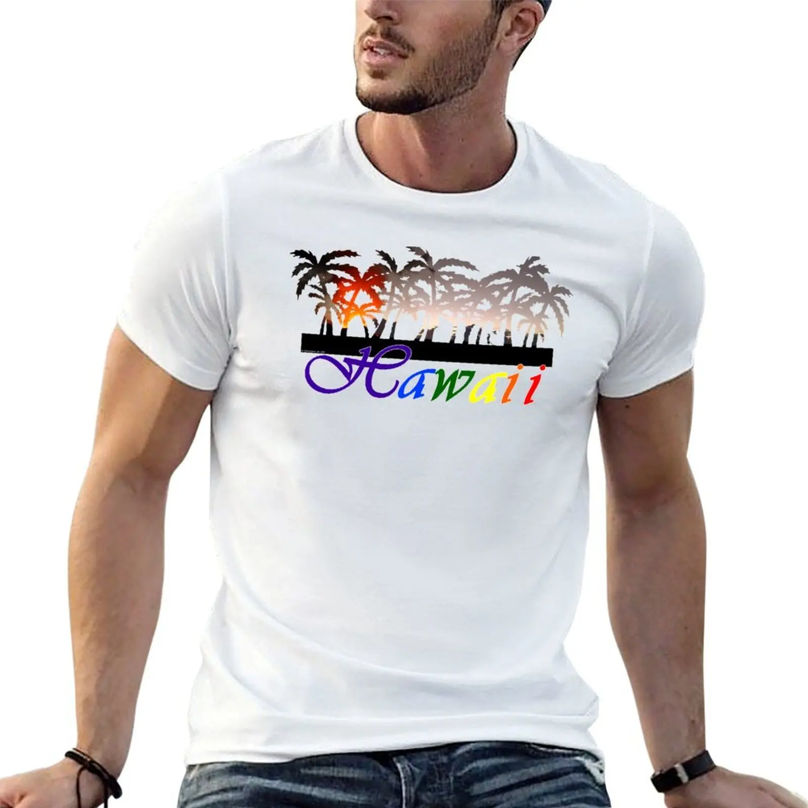 Palm Trees and Volcano in Hawaii T-Shirt anime tshirt t shirts for man pack white t shirt man luxury T-shirt