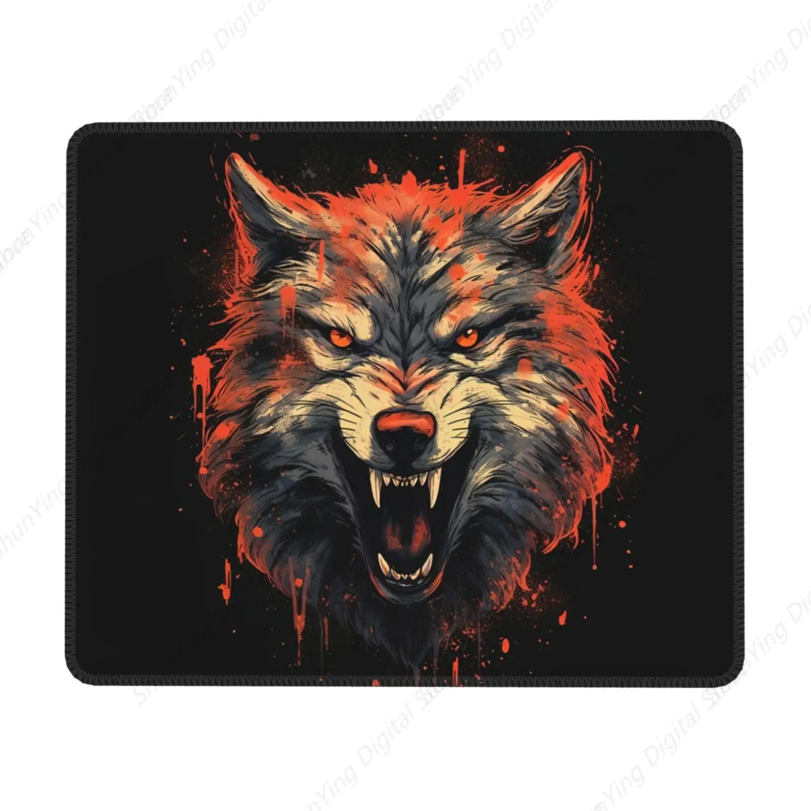 

Fierce Wolf Mouse Pad Non Slip Rubber Base With Stitched Edges Computer Laptop Office Mouse Pad 18*22cm