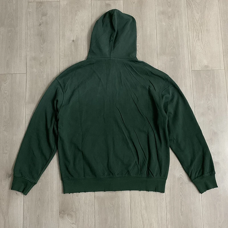2026 Autumn New Style Green DUAA Full-Zip Hoodie Rhinestone Patchwork Letter Oversized Loose Street Men Women All-match Jackets