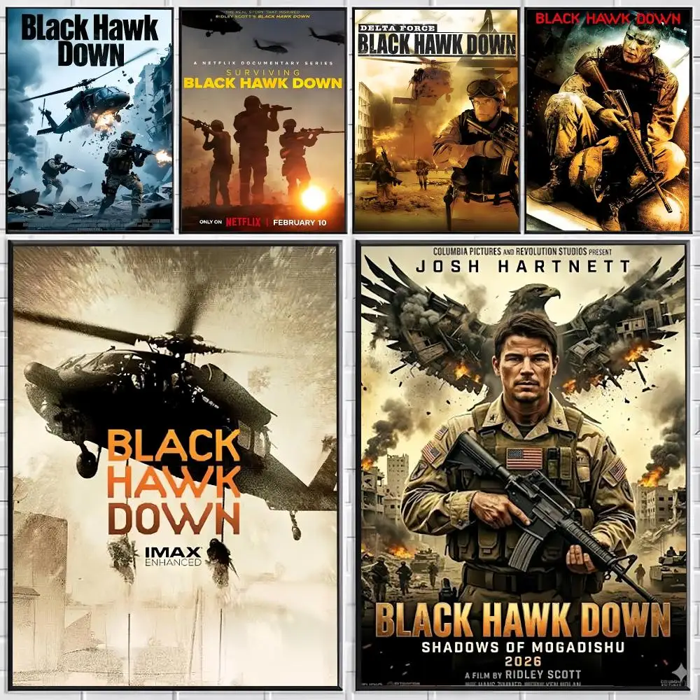 Movie War B-Black Hawk D-Down Poster Stylish Wall Art for Bedroom Living Room Bar Café Home Decor Gift