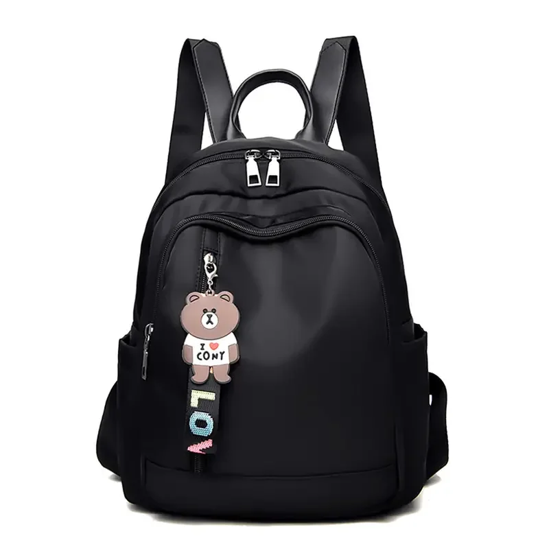 Mochila negra con cremallera, mochila versátil con correa ajustable, bolsa de libros informal, Bolsa Escolar Simple, juego de Camping, bolsa de entrega