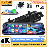 4K 10 Inch Dash Cam Car DVR Carplay Android Auto WIFI BT AUX Drive Recorder Dashcam Camera Stream Rear View Mirror Car accessory