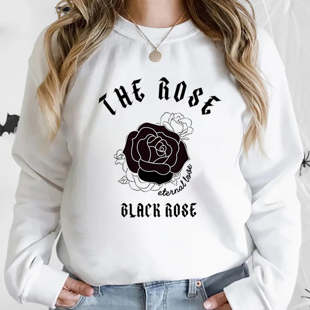 Vintage The Rose Kpop Sweatshirt Kpop Concert Shirt K-pop Sweater Korean Rock Hoodie Black Rose Top Unisex Long Sleeves Tops