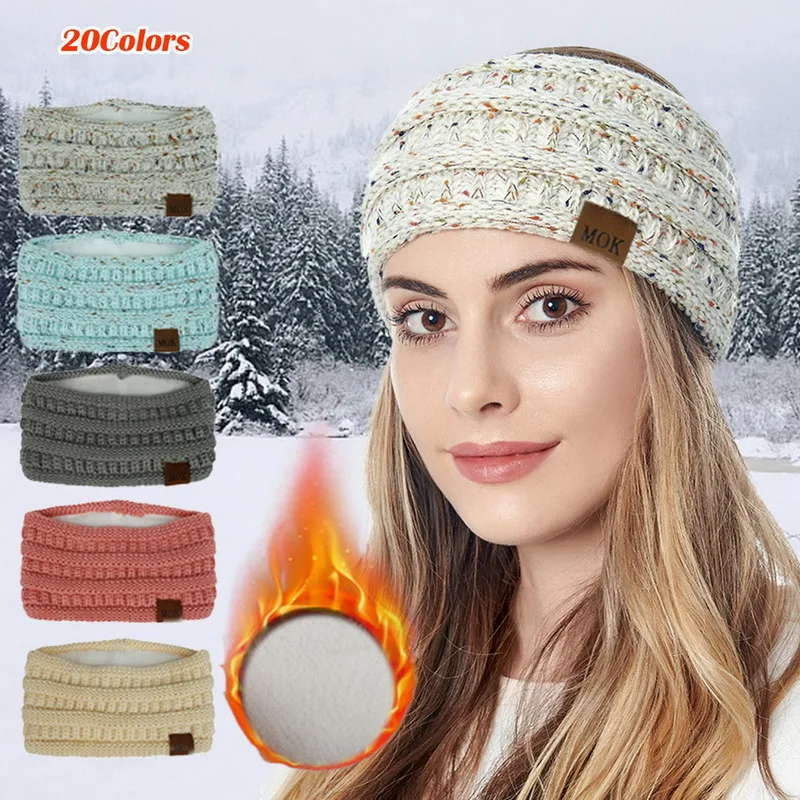 Najnowsza szeroka dzianinowa wełniana opaska na głowę zimowe ciepłe uszy kobiety zagęścić turban akcesoria do włosów dziewczyna opaska do włosów Headwraps podgrzewacz uszu