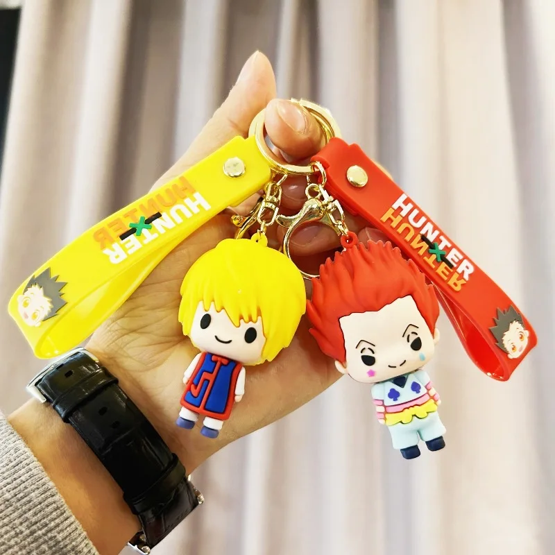 Llavero con figura de Anime en 3D, accesorio con bonito diseño de dibujos animados HunterXHunter, amuletos de goma suave, joyería para bolso, regalo, novedad