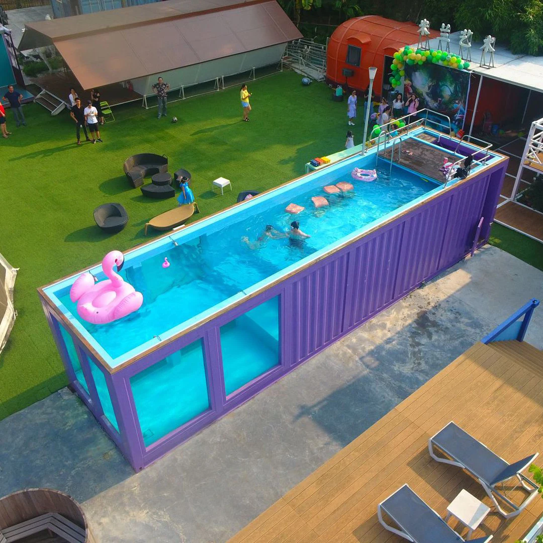 Container Pool Fiberglass Swimming Spa Pool 20ft 40 Feet Container Pools Swimming Outdoor