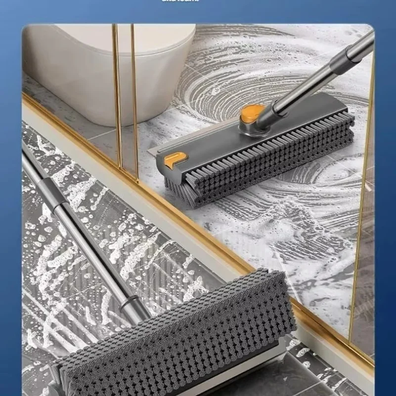 Three-In-One Long Handle Floor Cleaning Brush Set, Heavy-Duty Hard Bristles Scrubber for Shower Room Bathroom Deck Garage Kitche