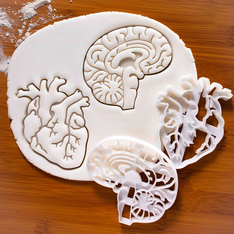 Brain Organ Heart Cookie Cutter Mold Halloween Medical Theme Party 3D DIY Skull Baking Mould Supplies White Halloween Cake Mould