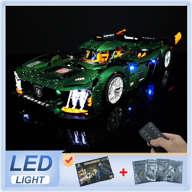 Kit luce LED RC fai da te per LEGO 10616 Peugeot 9 x8 hybrid supercar (solo luce a LED, senza modello di blocchi)