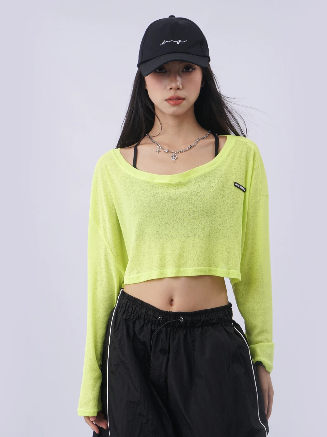 Yellow Long Sleeve Sports Cover up Top Short Crop Show Belly Jazz Sexy Side Shoulder Bared Sunscreen Thin Film Shirt for Women