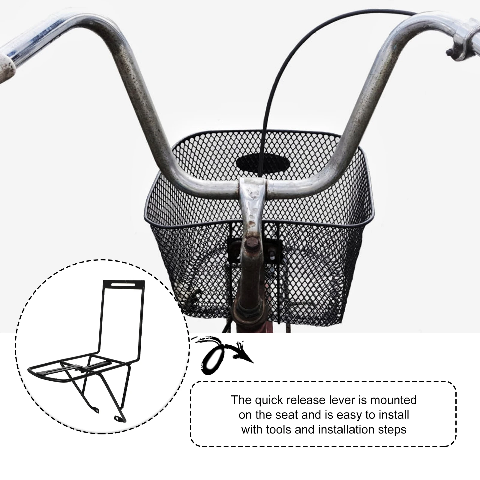 

Mountain Bike Shelves Steel Front Rack Bicycle Luggage Rack Durable Lightweight Cargo Carrier Easy Install Front for Road