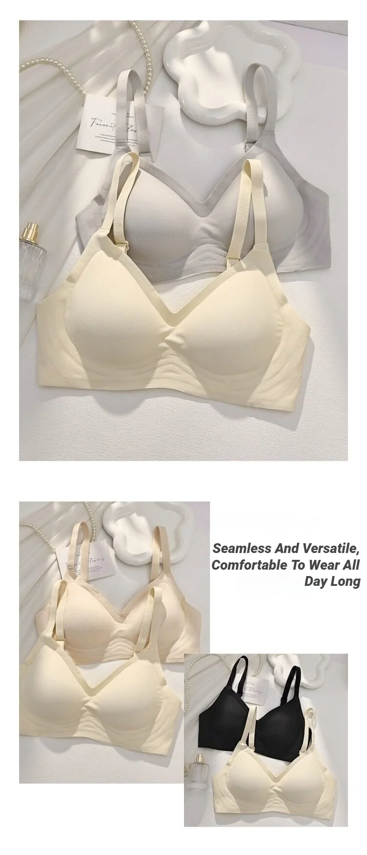 Nahtloser BH für kleine Brüste, Damen-Push-up-BH, bequem, ohne Bügel, weiche Unterstützung, geschlossene Unterwäsche für Frauen mit kleinen Brüsten, ohne Ränder. – Detail 14