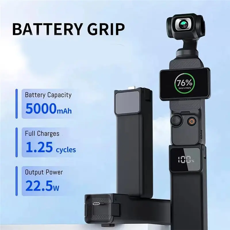【To&On-E】 For DJI Osmo Pocket 3/4 Battery Handle With Base Built-In 5000Mah Replacement Battery Accessories Extra