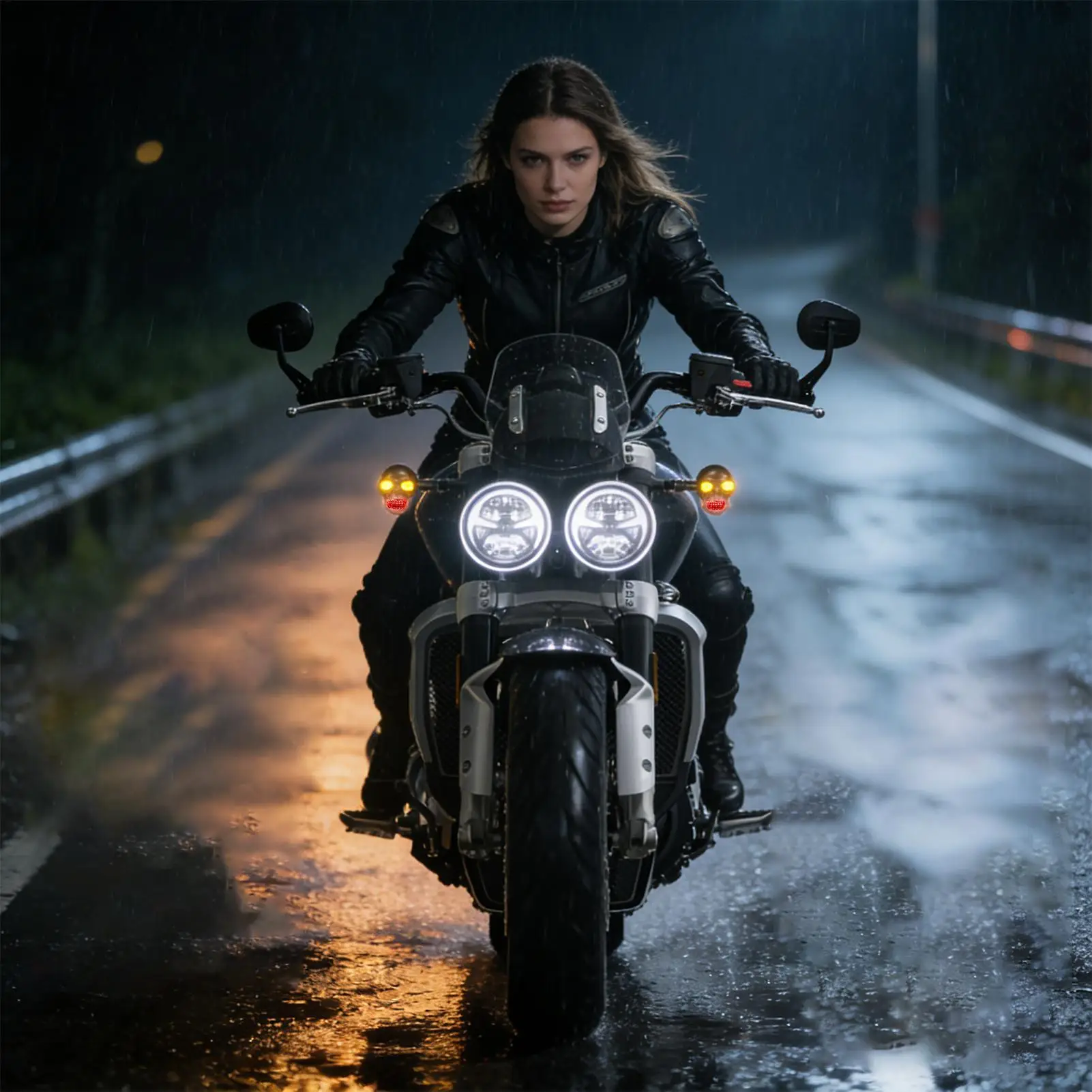 

Motorcycle Blinkers 12V Waterproof Universal Skull Shape Lamp Motorcycle Turn Signal Light For Riding Mountain Camping Hiking