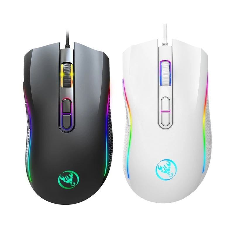 RGB Cord Gamings Mouse ,USB Optical Computer Mouse with 7 Programmable Buttons,3200DPI Adjust,7 Color Backlit for PC