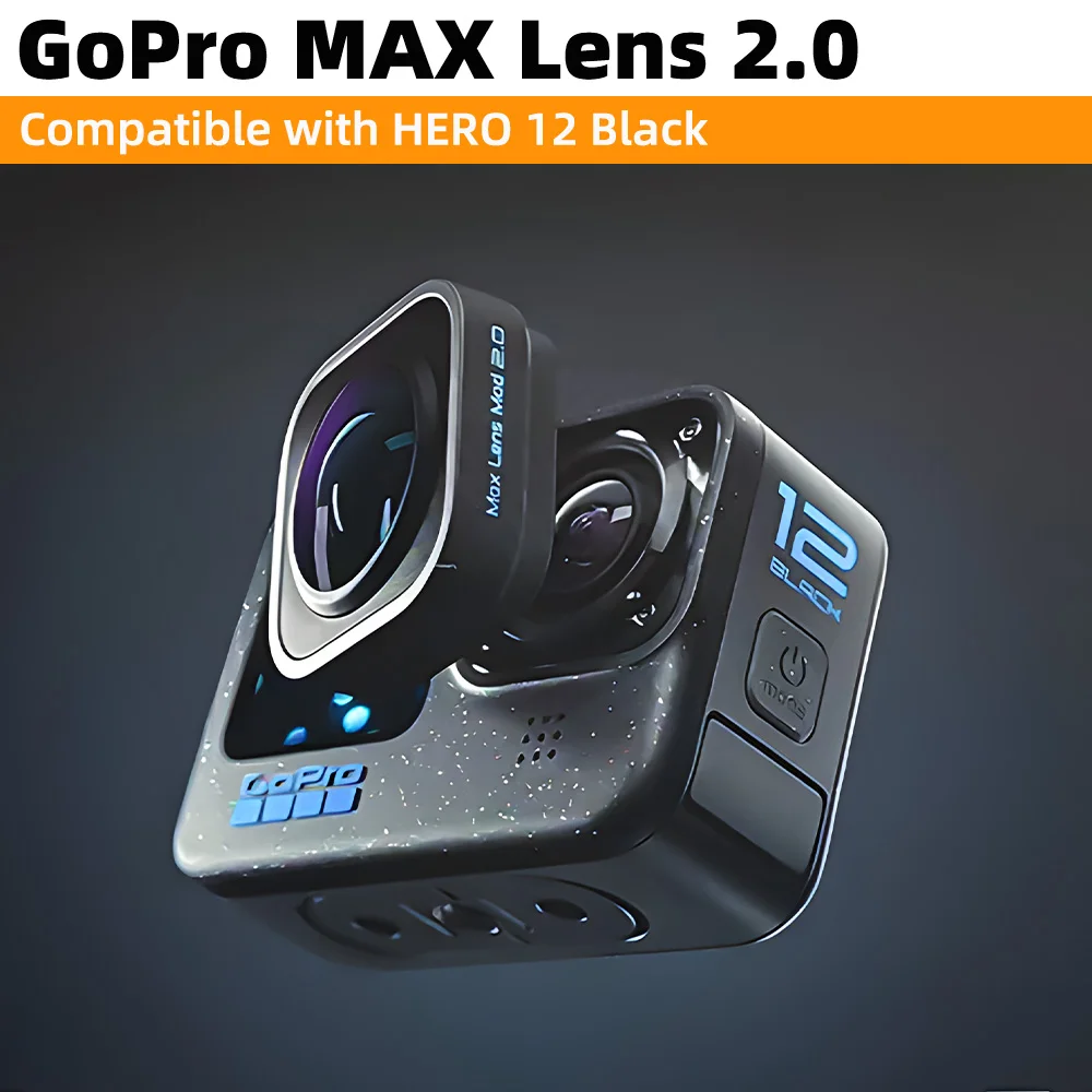 GoPro ADWAL-002 Max Lens Mod 2.0, Ultra Wide Angle POV Lens Max Lens Mod Compatible with  HERO12 Black