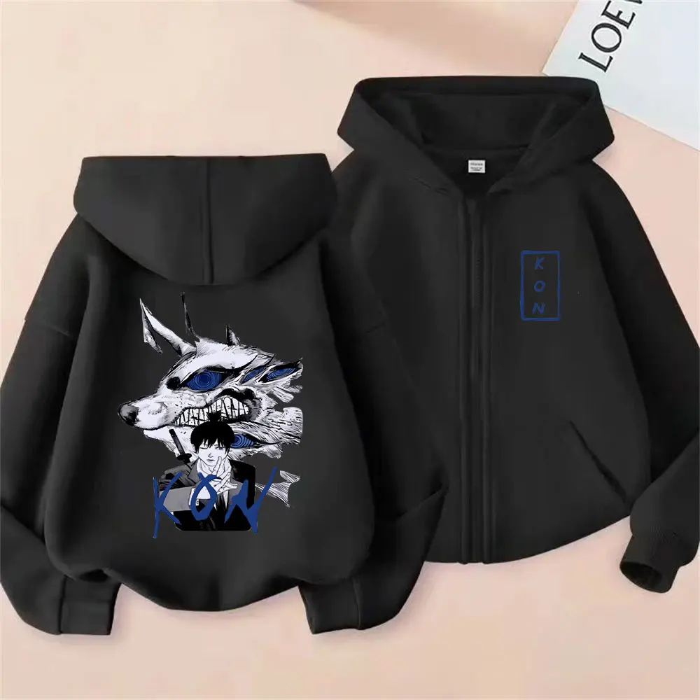 

Anime Chainsaw Man Hayakawa Aki Fox Devil Kon Zipper Hoodie Men Women's Clothing Casual Zip Up Jacket Male Manga Vintage Hoodies