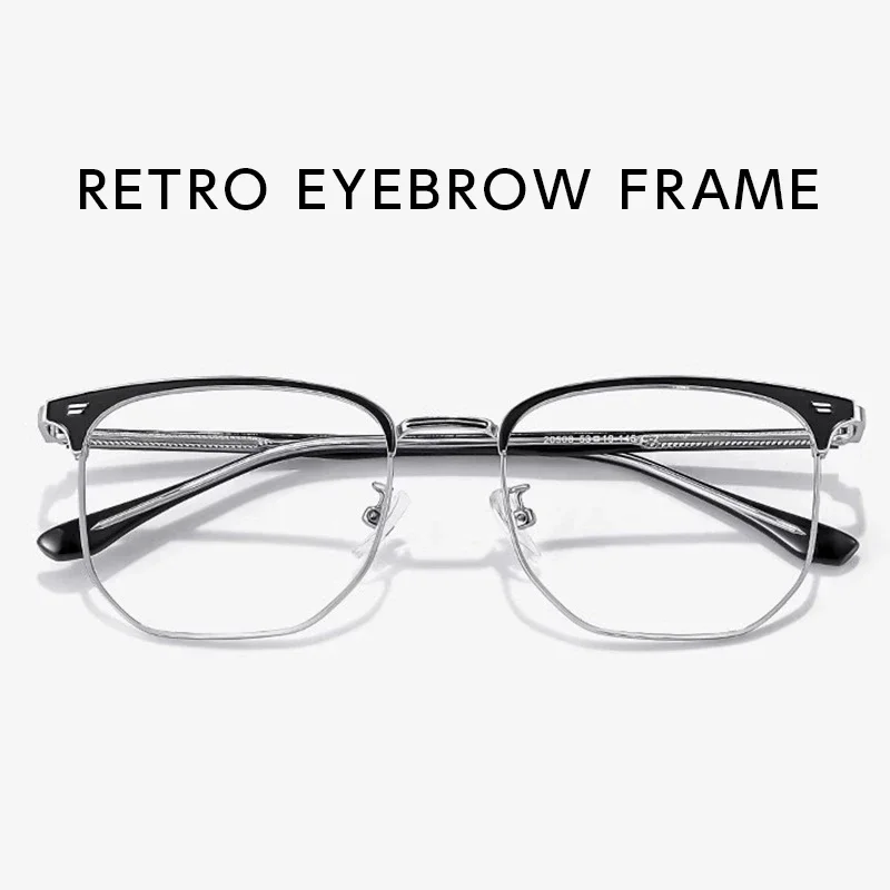 HONGMEI High quality half frame glasses frame men's artistic and handsome eyebrow frame glasses frame myopia glasses