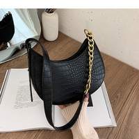 Fashion Chain Shoulder Bag Women PU Leather Armpit Bag Vintage Alligator Pattern Crossbody Bag Designer Lady Handbag Daily Pouch