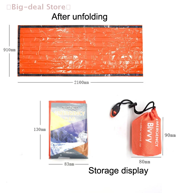 【M】Notfall-Schlafsack, ultrawasserdicht, Mylar-Thermodecken, leichter Überlebensschlafsack, hält warm, für Camping, Wandern