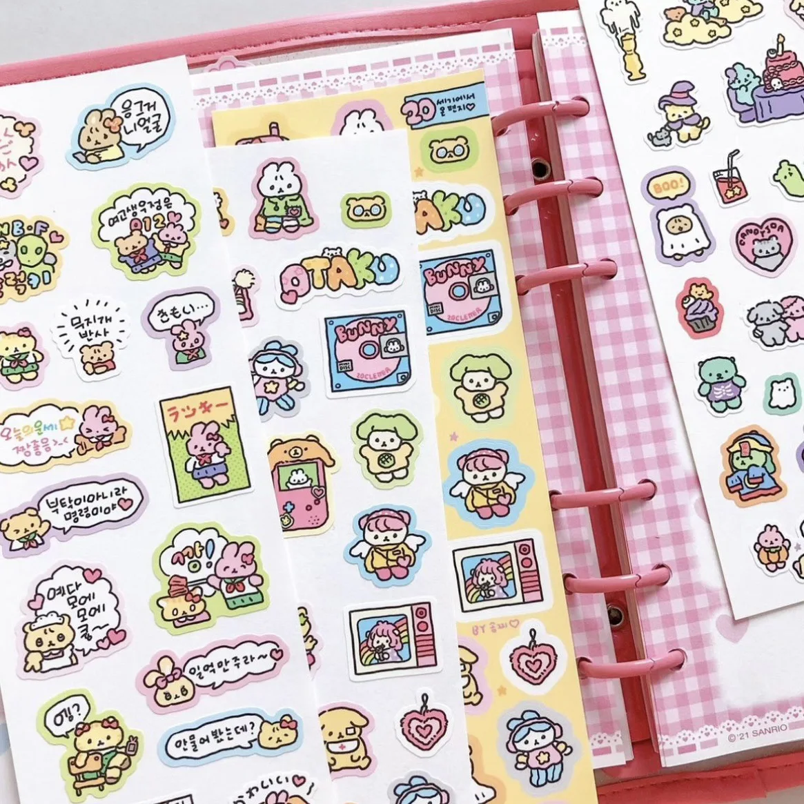 Korean Cartoon Cute Kawaii Graffiti Hand Drawn Rabbit Sticker Hand Account Photo Planner Diary Scrapbook DIY Decorative Stickers