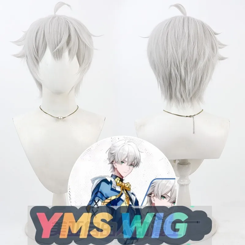 【YMS WIG】Virtual Idol Boy Group MANTA Xu Xiangning Cosplay Perücke mit silberweiß umgedrehtem Oberteil