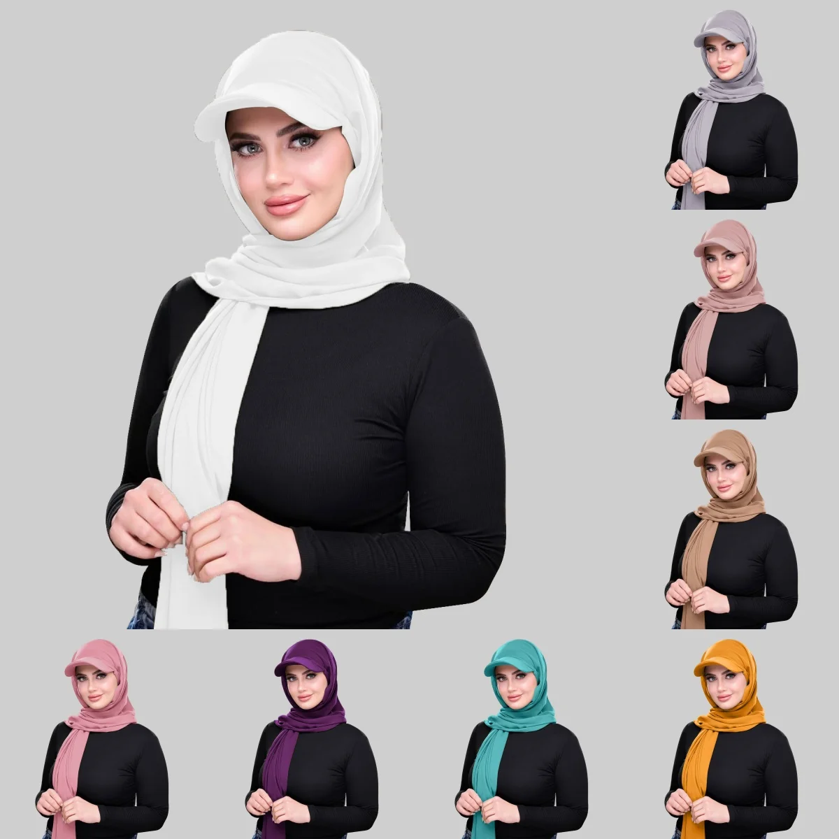 

·men Jersey Hijab with Base Ball Cap Summer Sports Cap Ready To Wear Instant Jersey Sport Hijabs