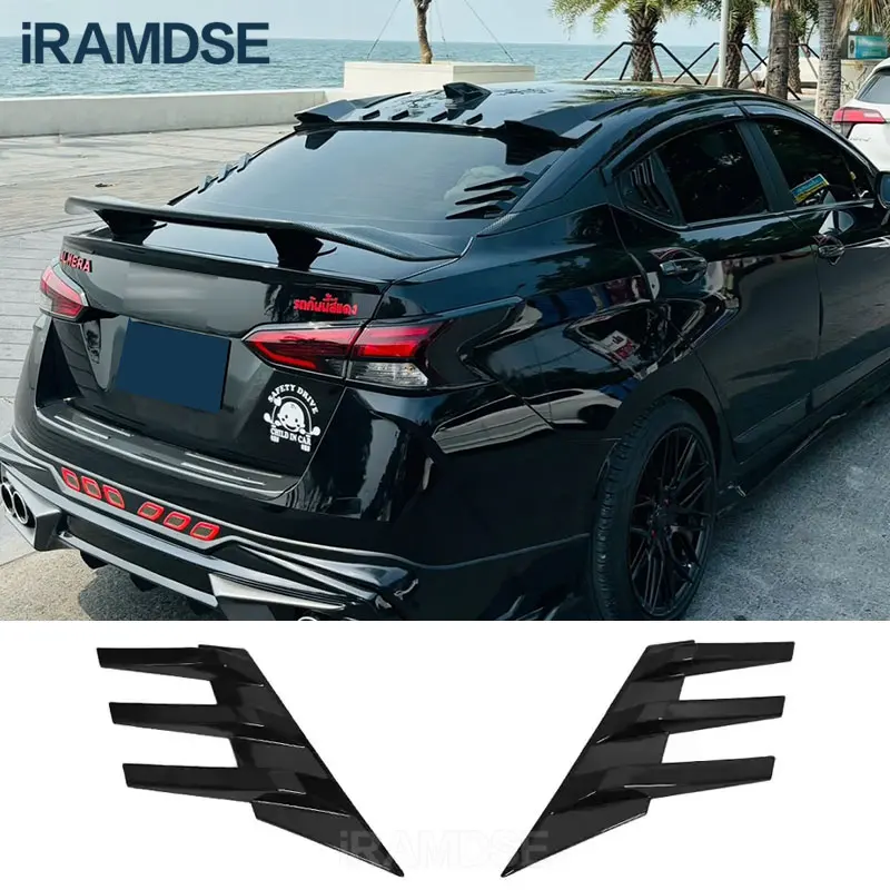 Rear Windshield Side Spoiler for Nissan Almera Exterior Decorative Rear Wing Glossy Black Accessories