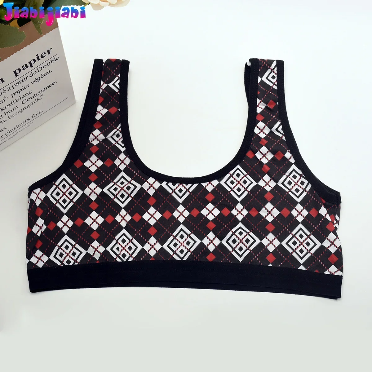 3PC meisjes crop top tank geruite Academy Style studentenkleding, comfortabele tienerondergoed sportbeha voor ontwikkelingsfase 7-14T